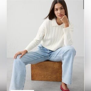 BRAND NEW Banana Republic Perfectly Soft Cable Sweater | White | Small